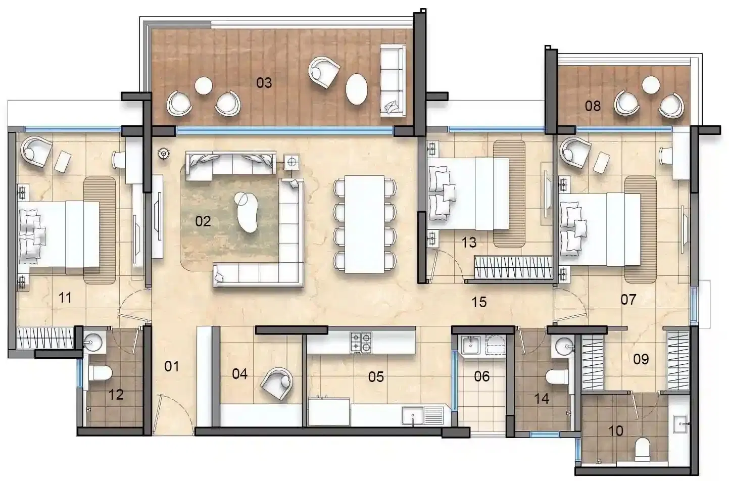 Lodha Azure 3BHK Floor Plan